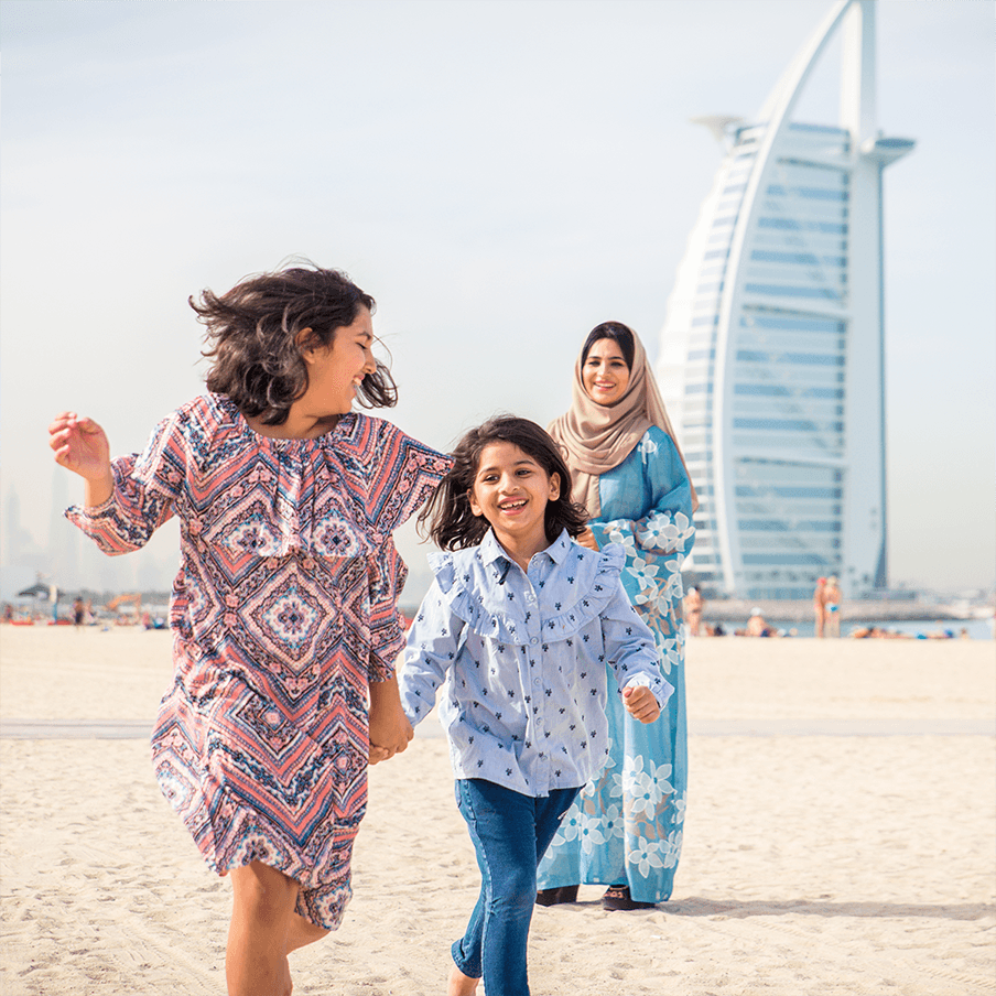 children playing at dubai beach